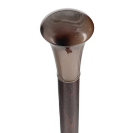 French Faux Horn Knob Cane: Brown Beechwood Shaft