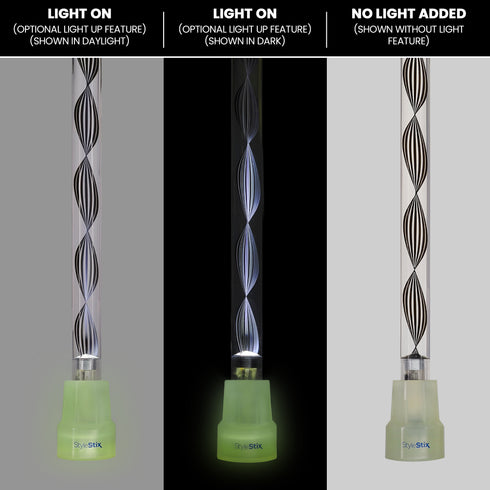 Obsidian Helix Cane: Sophisticated Black Twists, Clear Shaft