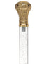 Crystal Elegance Brass Knob Cane with Invisible Acrylic Shaft Options
