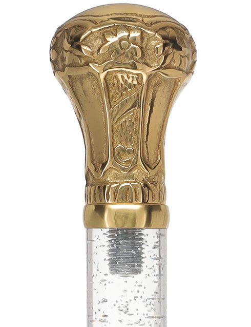 Crystal Elegance Brass Knob Cane with Invisible Acrylic Shaft Options