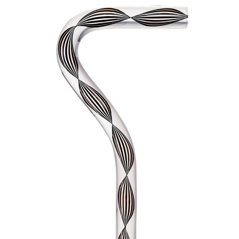 Obsidian Helix Cane: Sophisticated Black Twists, Clear Shaft