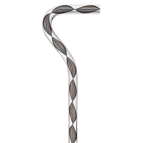 Obsidian Helix Cane: Sophisticated Black Twists, Clear Shaft