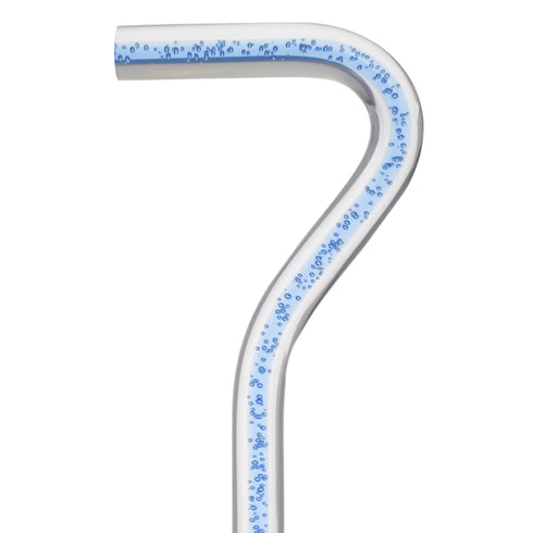 Clear Ocean Cane: Blue Streak w/ Floating Bubbles in Clear Shaft