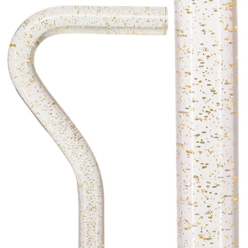 Golden Shimmer Cane: Gold Sparkles in Invisible Clear Shaft