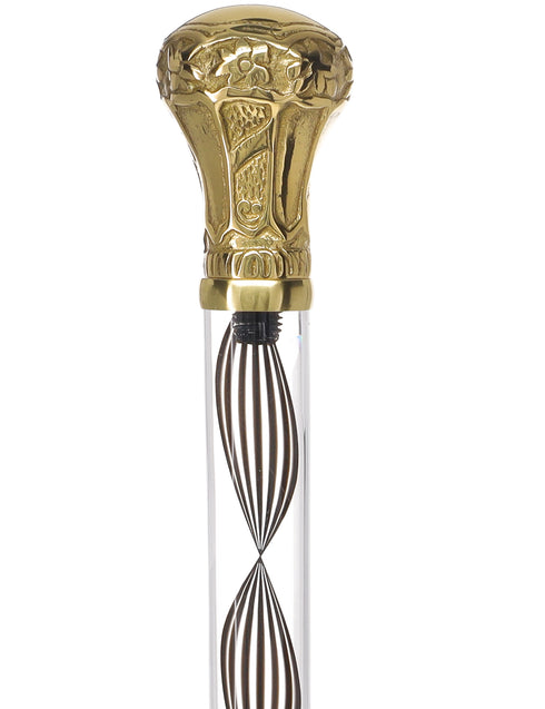 Crystal Elegance Brass Knob Cane with Invisible Acrylic Shaft Options
