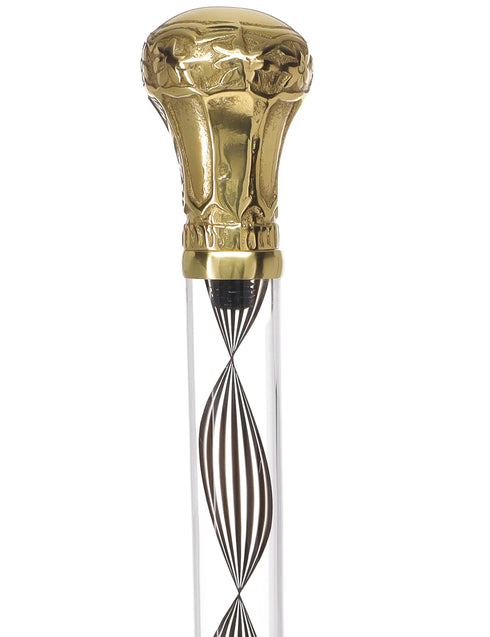 Crystal Elegance Brass Knob Cane with Invisible Acrylic Shaft Options