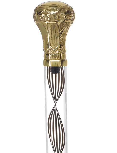 Crystal Elegance Brass Knob Cane with Invisible Acrylic Shaft Options