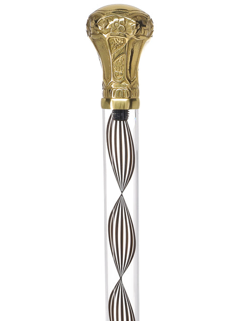 Crystal Elegance Brass Knob Cane with Invisible Acrylic Shaft Options