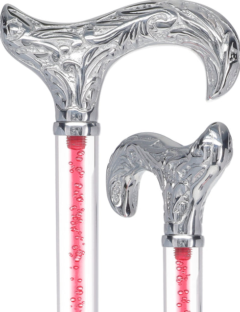 Color Crystal Elegance Chrome Derby Cane with Invisible Acrylic Shaft Options