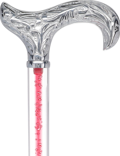 Color Crystal Elegance Chrome Derby Cane with Invisible Acrylic Shaft Options