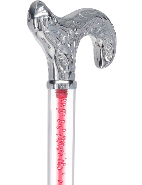 Color Crystal Elegance Chrome Derby Cane with Invisible Acrylic Shaft Options