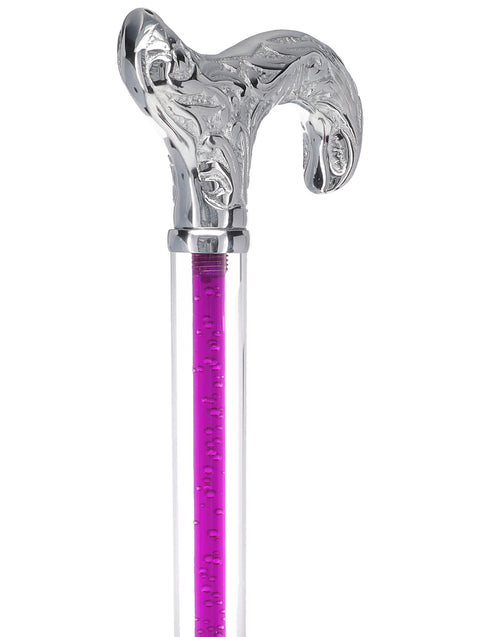 Color Crystal Elegance Chrome Derby Cane with Invisible Acrylic Shaft Options