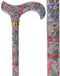 Limited single item listing: White Derby Walking cane with blue and pink flowers