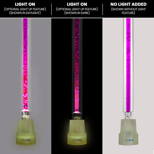 Amethyst Trace Cane: Purple Streak w/ Floating Bubbles in Clear Shaft