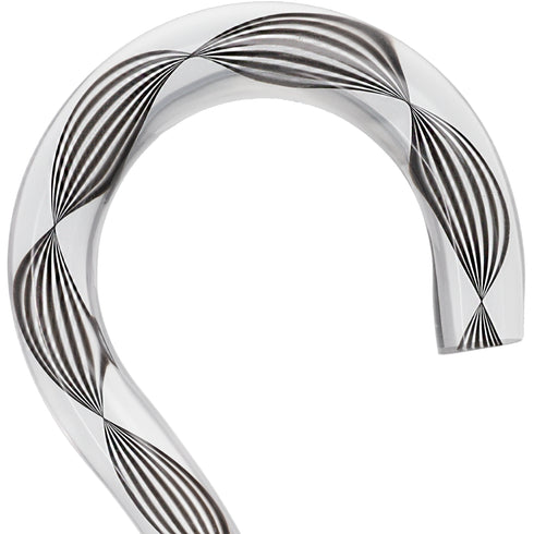 Obsidian Helix Cane: Sophisticated Black Twists, Clear Shaft