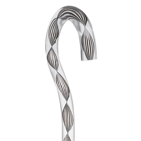 Obsidian Helix Cane: Sophisticated Black Twists, Clear Shaft