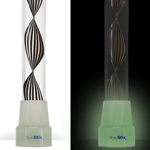 Obsidian Helix Cane: Sophisticated Black Twists, Clear Shaft