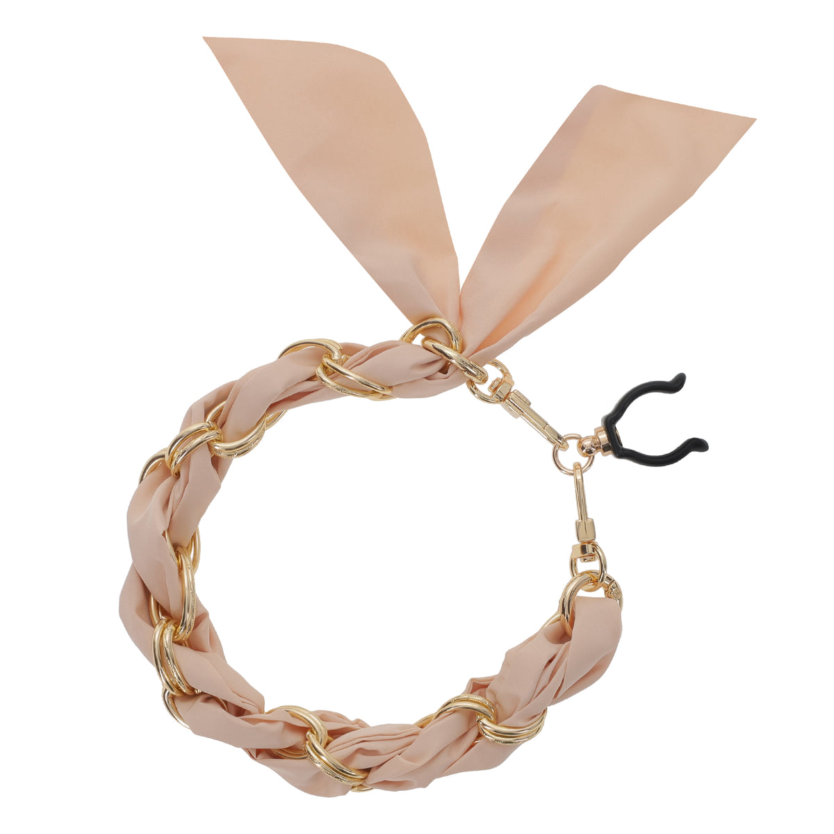 FashionStix Luxury Creme Silk Satin scarf with Chain Wrist Strap