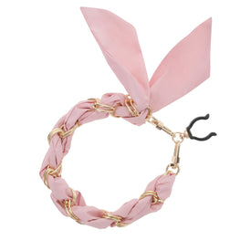 FashionStix Luxury Pink Silk Satin scarf with Chain Wrist Strap with Clip Holder