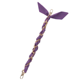 FashionStix Luxury Purple Silk Satin scarf with Chain Wrist Strap with Clip Holder