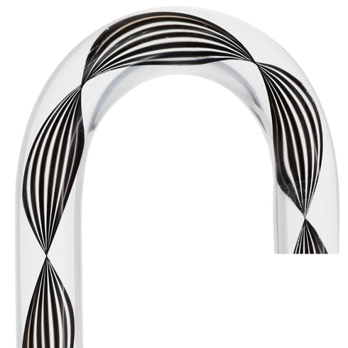 Obsidian Helix Cane: Sophisticated Black Twists, Clear Shaft