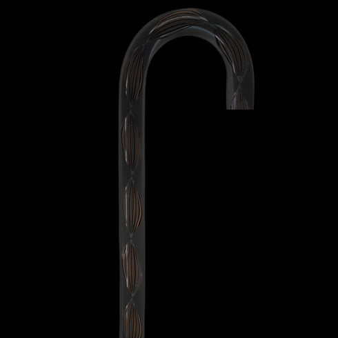 Obsidian Helix Cane: Sophisticated Black Twists, Clear Shaft