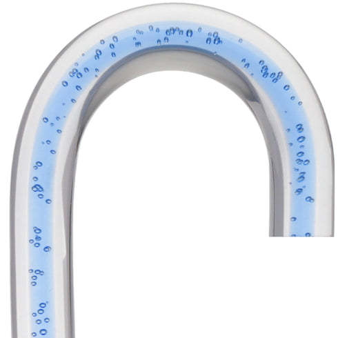 Clear Ocean Cane: Blue Streak w/ Floating Bubbles in Clear Shaft