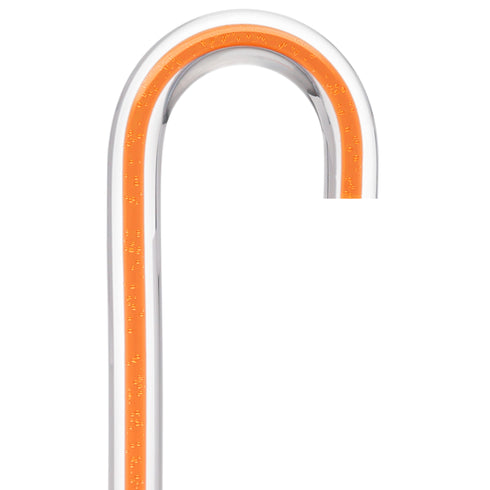 "Be Bold Wear Orange" Cane: Orange Streak w/ Floating Bubbles in Clear Shaft