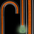 "Be Bold Wear Orange" Cane: Orange Streak w/ Floating Bubbles in Clear Shaft