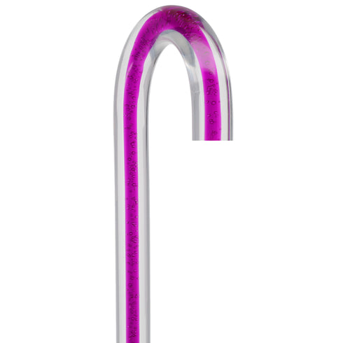 Amethyst Trace Cane: Purple Streak w/ Floating Bubbles in Clear Shaft