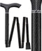 Carbon Canes Black Triple Wound Carbon Fiber Mini Folding & Adjustable Fritz Walking Cane