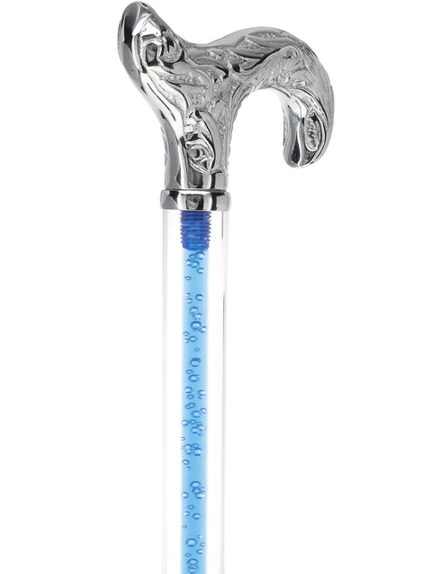 Color Crystal Elegance Chrome Derby Cane with Invisible Acrylic Shaft Options