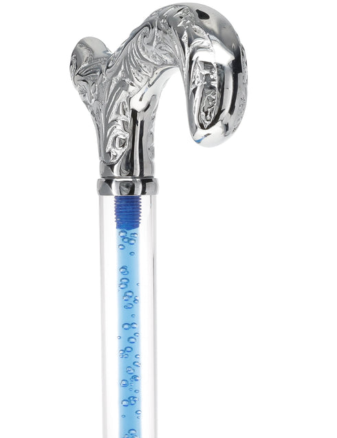 Color Crystal Elegance Chrome Derby Cane with Invisible Acrylic Shaft Options