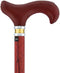 Royal Canes Red Leather Derby Walking Cane w/ Red Stained Ash Wood Shaft and Two-tone Collar