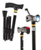 Royal Canes Folding Rechargeable Flashlight - Fritz Handle Walking Cane w/ Black Adjustable Aluminum Shaft