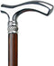 Royal Canes Ebony Slim Line Chrome Plated Fritz Walking Cane With Ebony Shaft and Pewter Swirl Collar