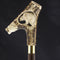 Lion Protects Bear Bone Handle Walking Cane w/Custom Shaft and Collar