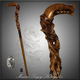 Rose Under the Tree: Artisan Intricate Hand-Carved Cane