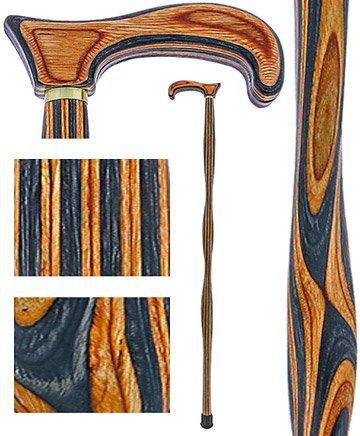 American Woodcrafter Biker Colors Colortone Classic Derby Handle Walking Cane With laminate Birchwood Shaft