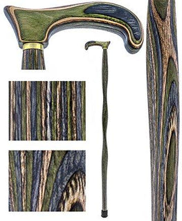 American Woodcrafter Camoflauge Colortone Classic Derby Handle Walking Cane With laminate Birchwood Shaft