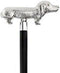 Comoys Dachshund Nickel Plated Handle Cane w/ Custom Shaft & Collar