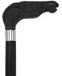 Comoys Black Stallion Horse Imatation Wood Handle Cane -Italian Handle w/Custom Shaft and Collar