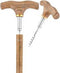 Fayet Corkscrew Cane Olivewood T Handle With Scorched Maple Wood Shaft