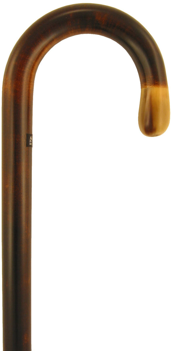 Elegant L Shape Blonde Horn Derby Walking Cane With Ebony Wood