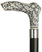 HARVY Scrimshaw Carved Acorn Fritz Handle Walking Cane With Black Beechwood Shaft and Silver Collar