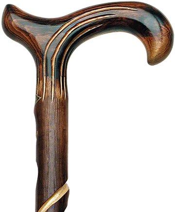 HARVY Spiral Carved Derby Walking Cane With Chestnut Shaft