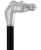 Royal Canes Silver 925r Horse Walking Cane with Black Beechwood Shaft and Collar