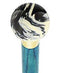 Royal Canes Black & White Cream Swirl Round Knob Cane w/ Custom Color Ash Shaft & Collar