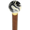 Royal Canes Black & White Cream Swirl Round Knob Cane w/ Custom Wood Shaft & Collar