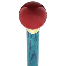 Royal Canes Red Candy Metallic Round Knob Cane w/ Custom Color Ash Shaft & Collar